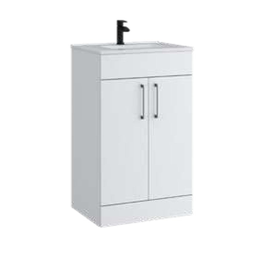 Rowan 500mm Floor Standing Vanity Unit & Basin, 2 Doors – Matt white