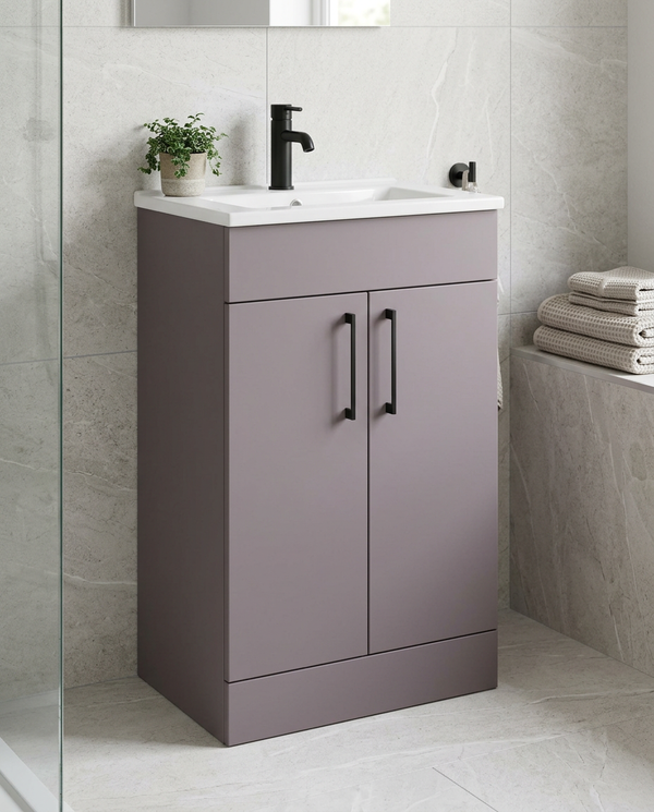 Rowan 500mm Floor Standing Vanity Unit & Basin, 2 Doors