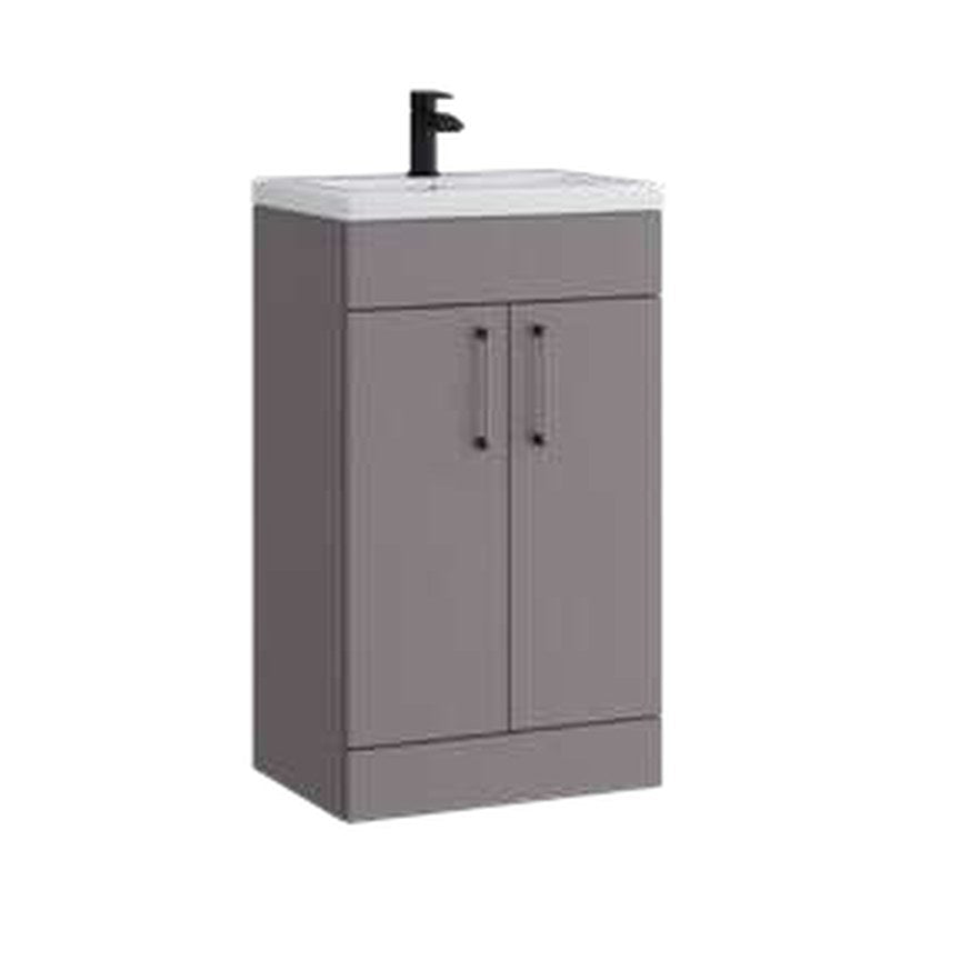 Rowan 500mm Slimline Vanity Unit & Basin, 2 Doors – Slate grey