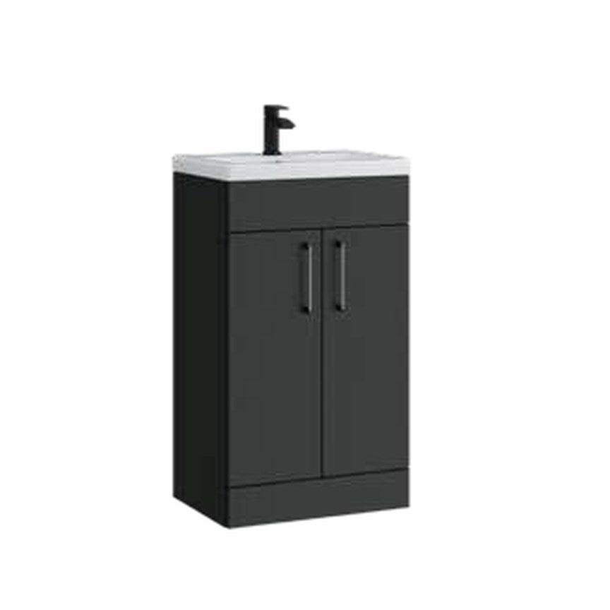 Rowan 500mm Slimline Vanity Unit & Basin, 2 Doors – Matt anthracite