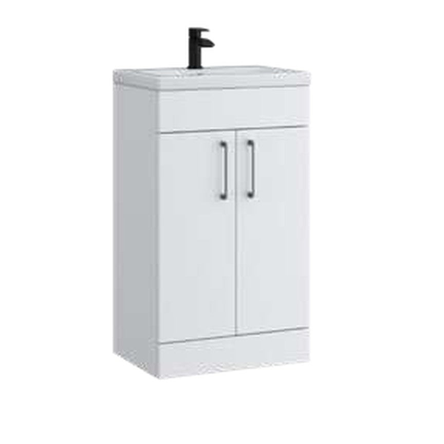 Rowan 500mm Slimline Vanity Unit & Basin, 2 Doors – Matt white