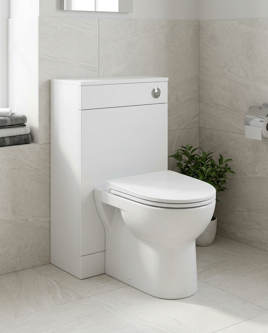 Rowan 500mm WC Unit, matt white in a bright modern bathroom