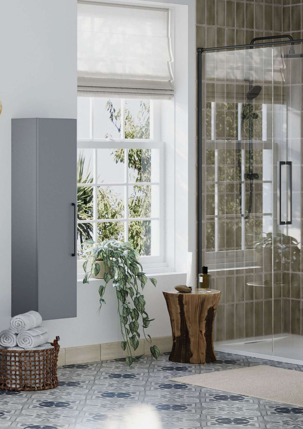Rowan 600mm Floor Standing Vanity Unit & Basin, 2 Doors in a bathroom setting