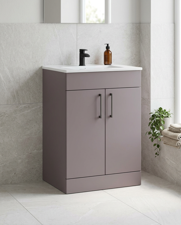Rowan 600mm Floor Standing Vanity Unit & Basin, 2 Doors