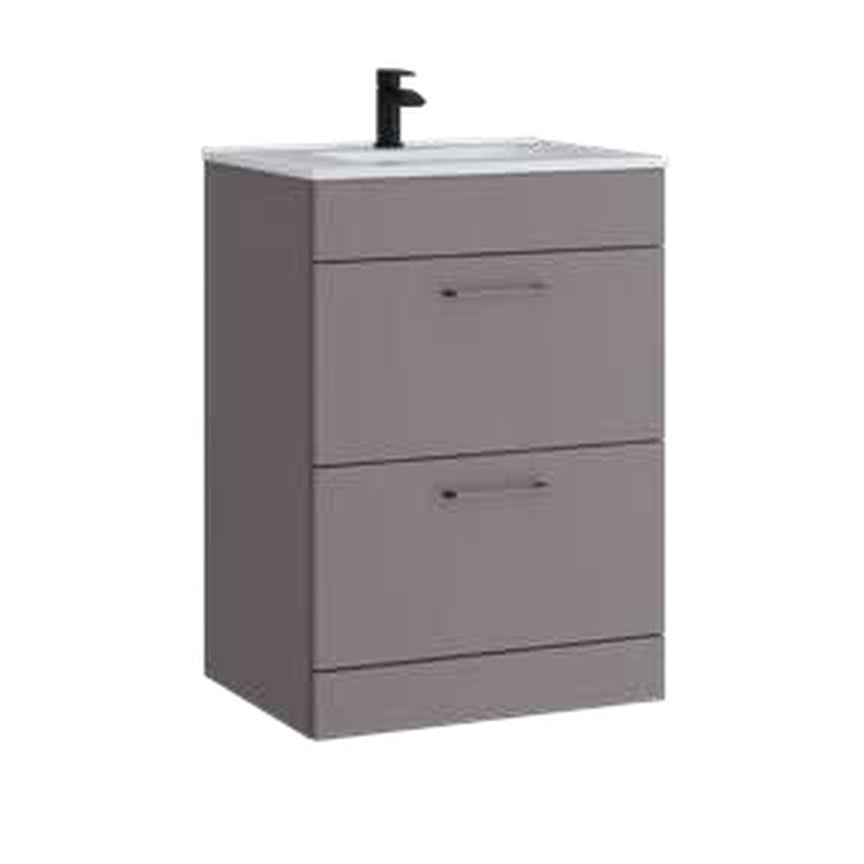 Rowan 600mm Floor Standing Vanity Unit & Basin, 2 Drawers – Slate grey