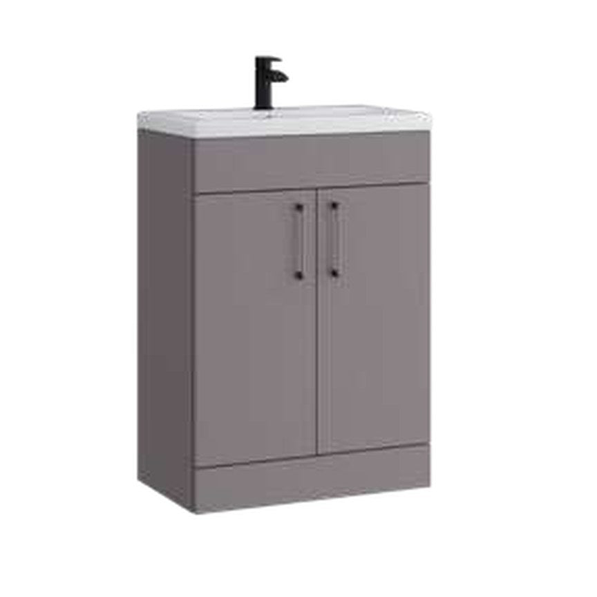 Rowan 600mm Slimline Vanity Unit & Basin, 2 Doors – Slate grey