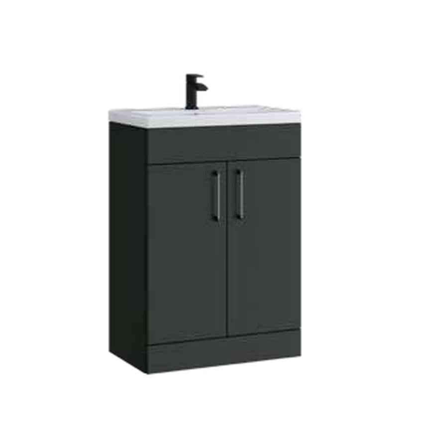 Rowan 600mm Slimline Vanity Unit & Basin, 2 Doors – Matt anthracite