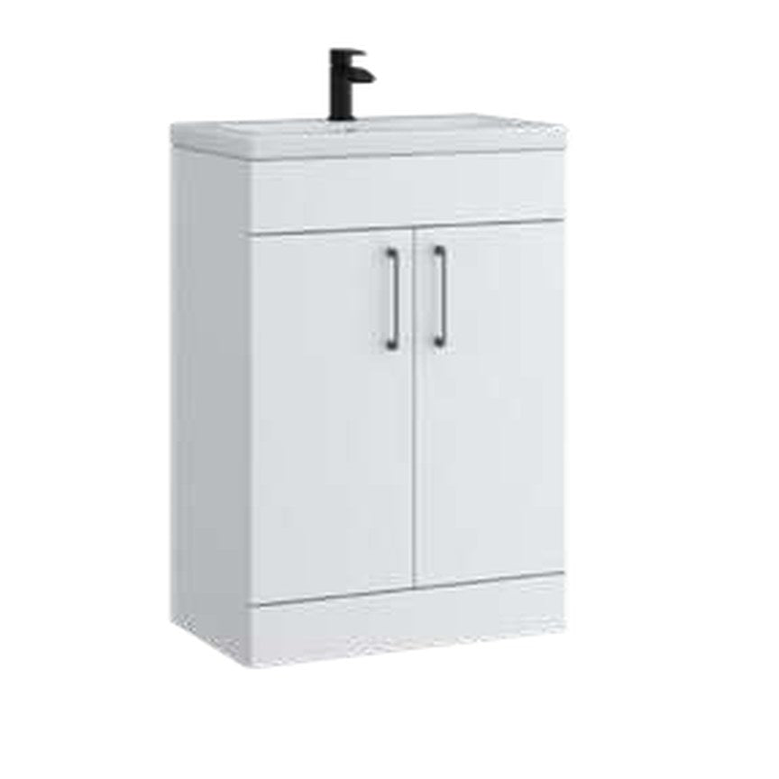Rowan 600mm Slimline Vanity Unit & Basin, 2 Doors – Matt white