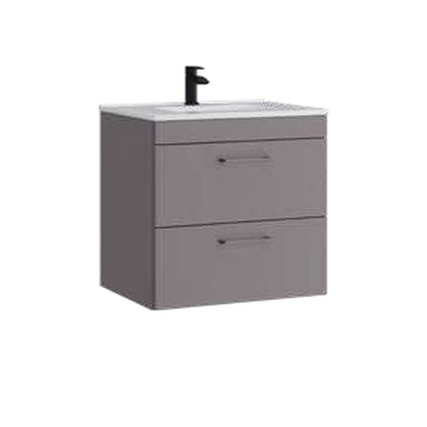 Rowan 600mm Wall Hung Vanity Unit & Basin, 2 Drawers – Slate grey