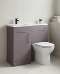 Rowan 900mm L-Shaped Furniture Pack, slate grey in a bright modern bathroom