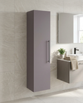 Rowan Wall Mounted Tall Unit, slate grey in a bright modern bathroom