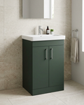 Sena Pro 600mm Floorstanding Vanity Unit & Basin, 2 Doors in a bright modern bathroom