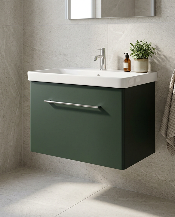 Sena Pro 800mm Wall Hung Vanity Unit & Basin, 1 Drawer
