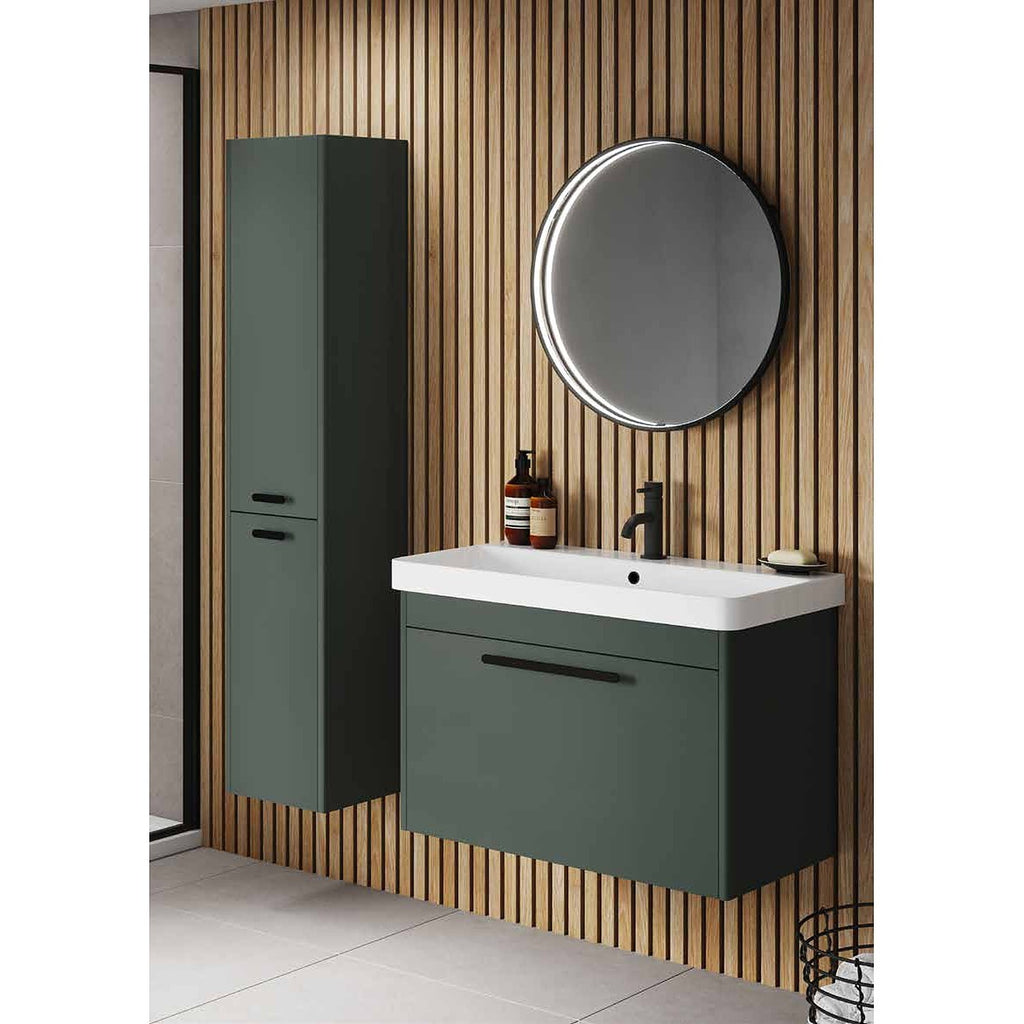 Sena Pro super matt boston green vanity unit with tall unit