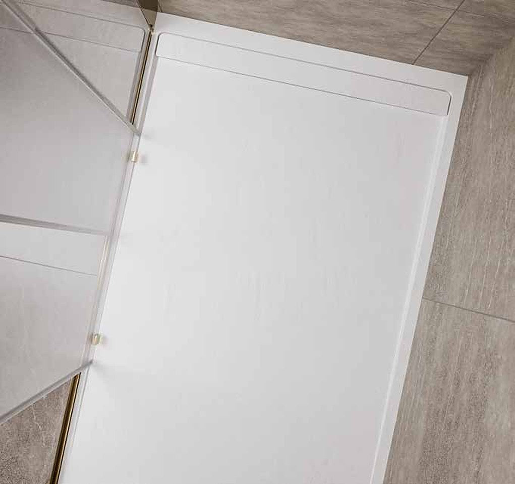 Serina Slate-Effect Shower Tray, in a bathroom setting