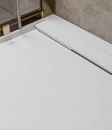 Serina Slate-Effect Shower Tray, in a bathroom setting