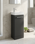 Serio 400mm Floorstanding Vanity Unit & Basin, 1 Door in a bright modern bathroom
