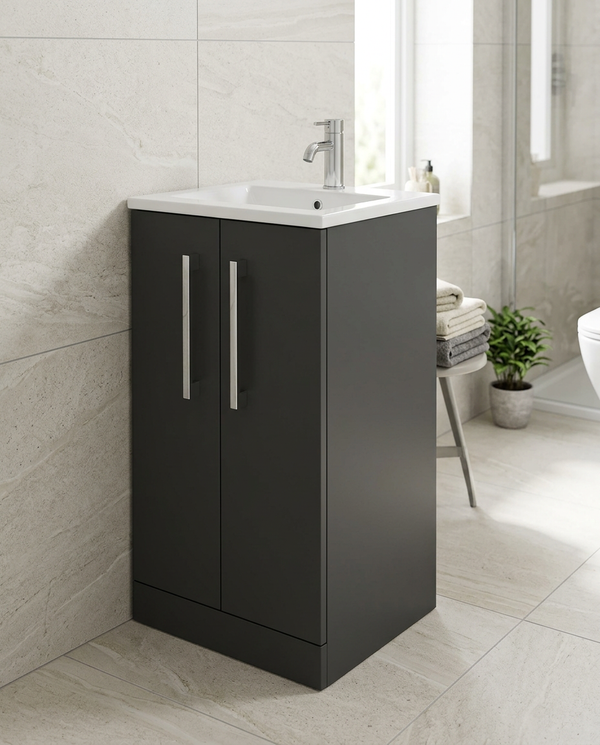 Serio 500mm Floorstanding Vanity Unit & Basin, 2 Doors