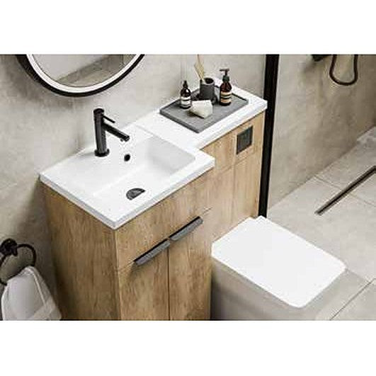Serio havana oak floorstanding vanity unit with a matching WC unit