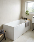 Sevra Single Ended Bath in a bright modern bathroom