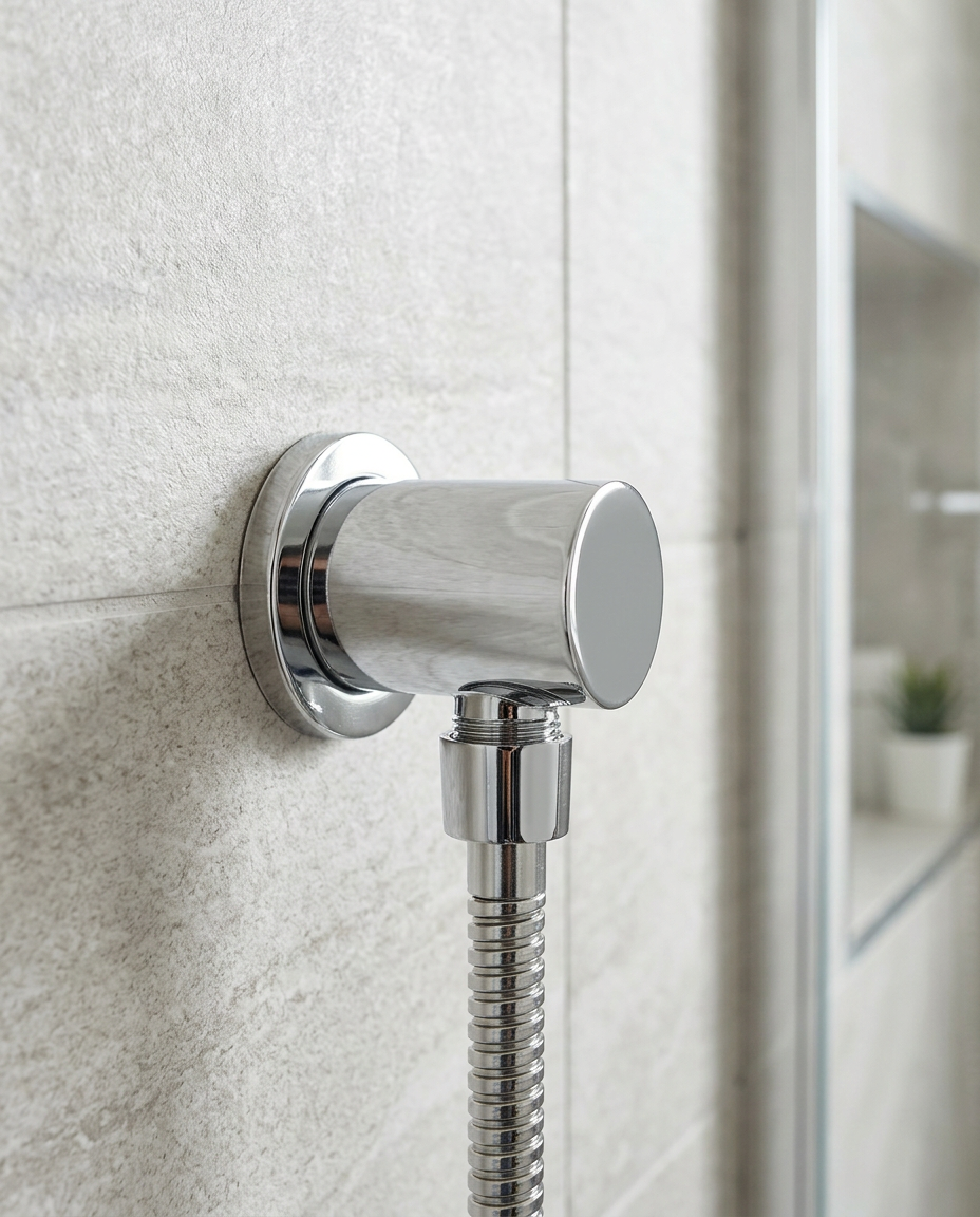 Shower Wall Outlet Elbows in a bright modern bathroom