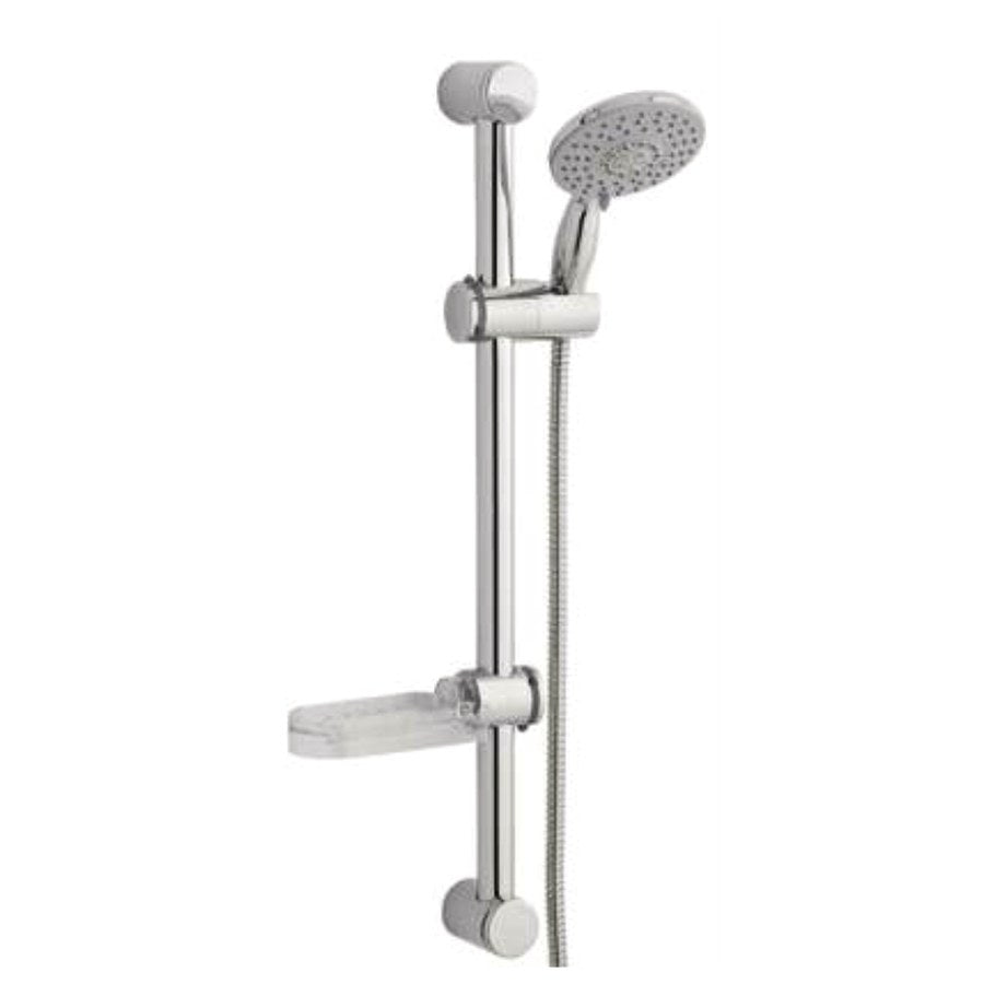 Shower Slide Rail Kits, Round 6-function handset, chrome, with soap tray