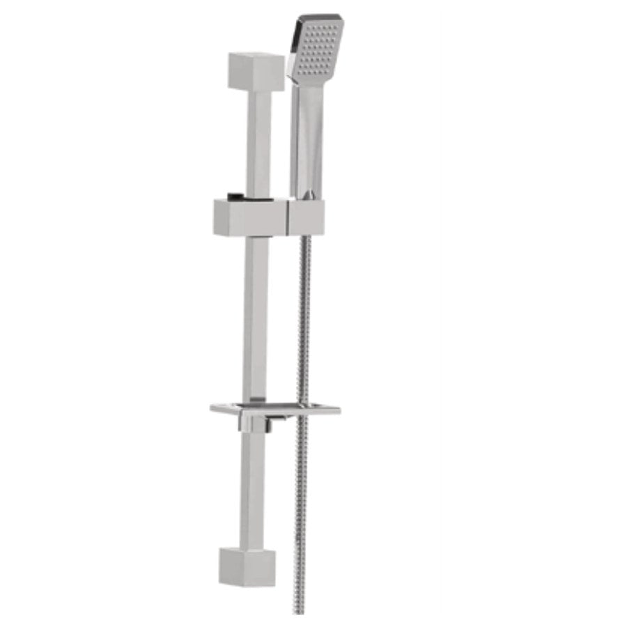 Shower Slide Rail Kits, Square rain-spray handset, chrome, with soap tray