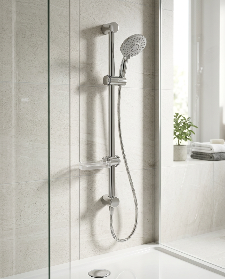 Shower Slide Rail Kits in a bright modern bathroom