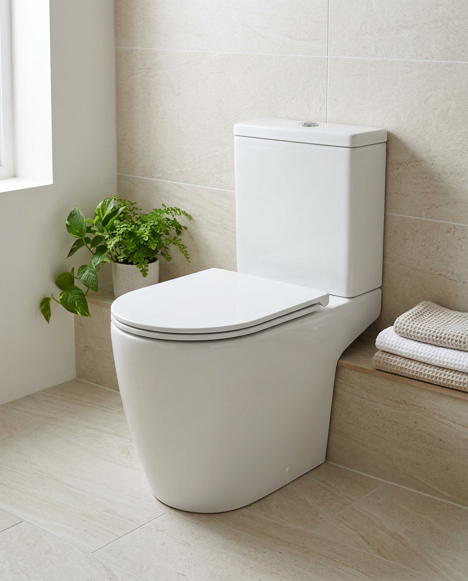 Signa Soft Close Toilet Seat in a bright modern bathroom