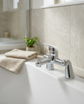Simplo Single Lever Bath Filler in a bright modern bathroom