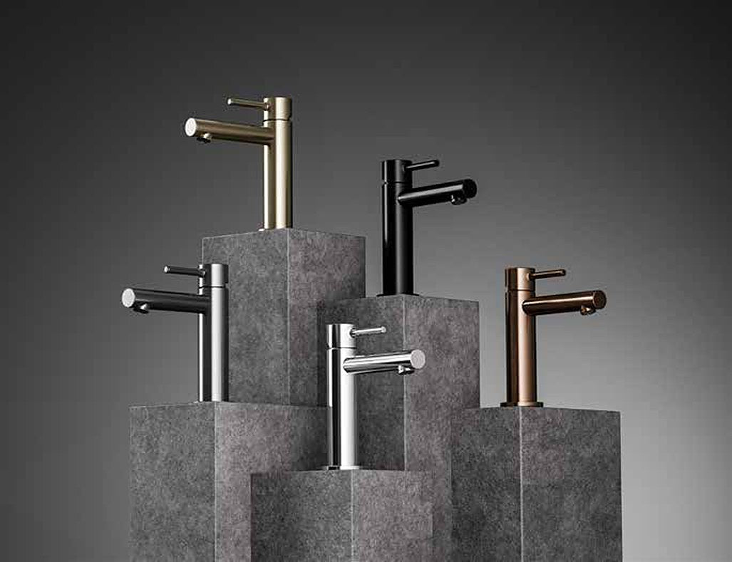 Sleeka taps from the Tilelyte Brassware Collection in a bathroom setting