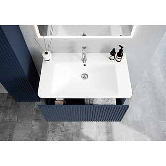 Sohana fluted henley blue wall hung vanity unit