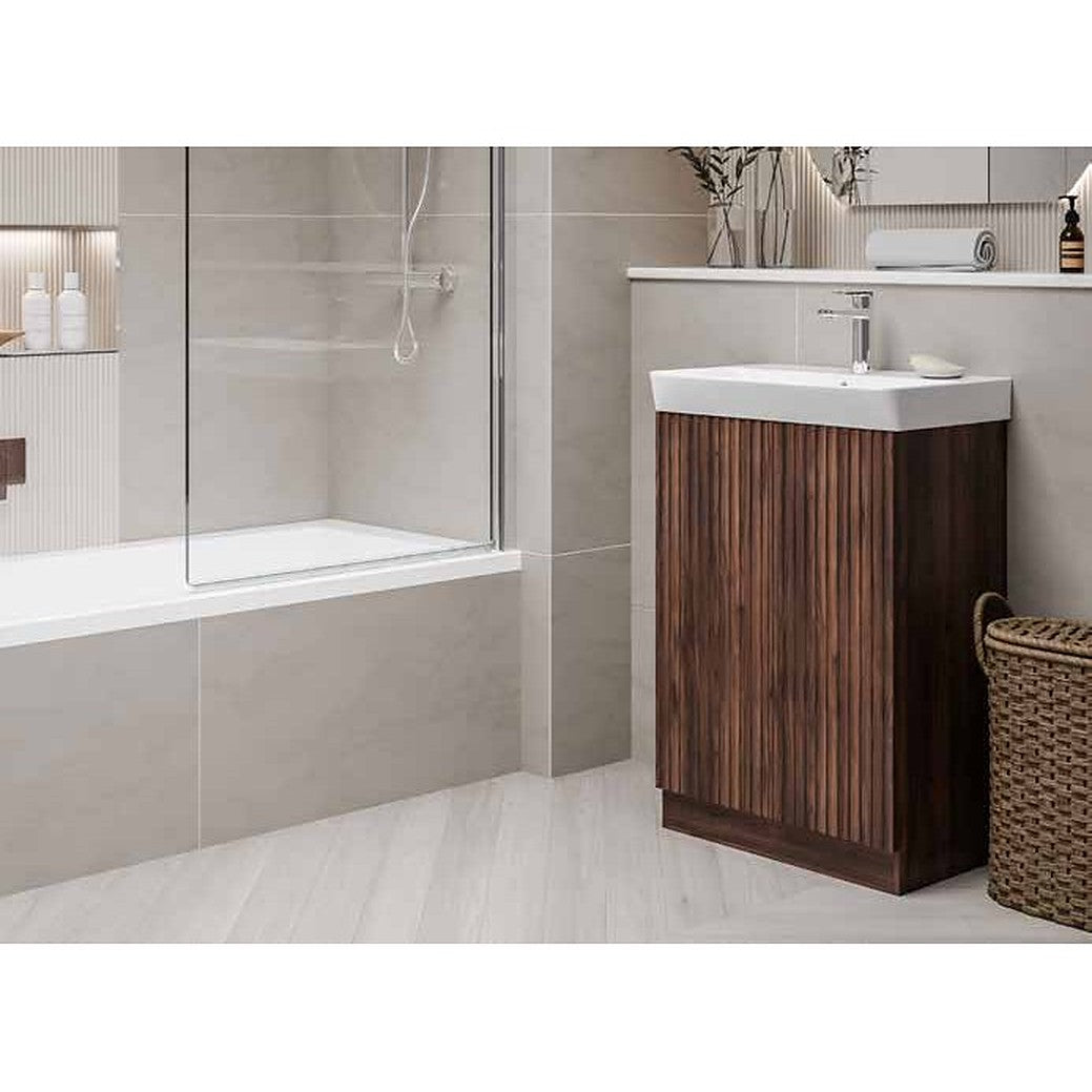 Sohana walnut floorstanding vanity unit