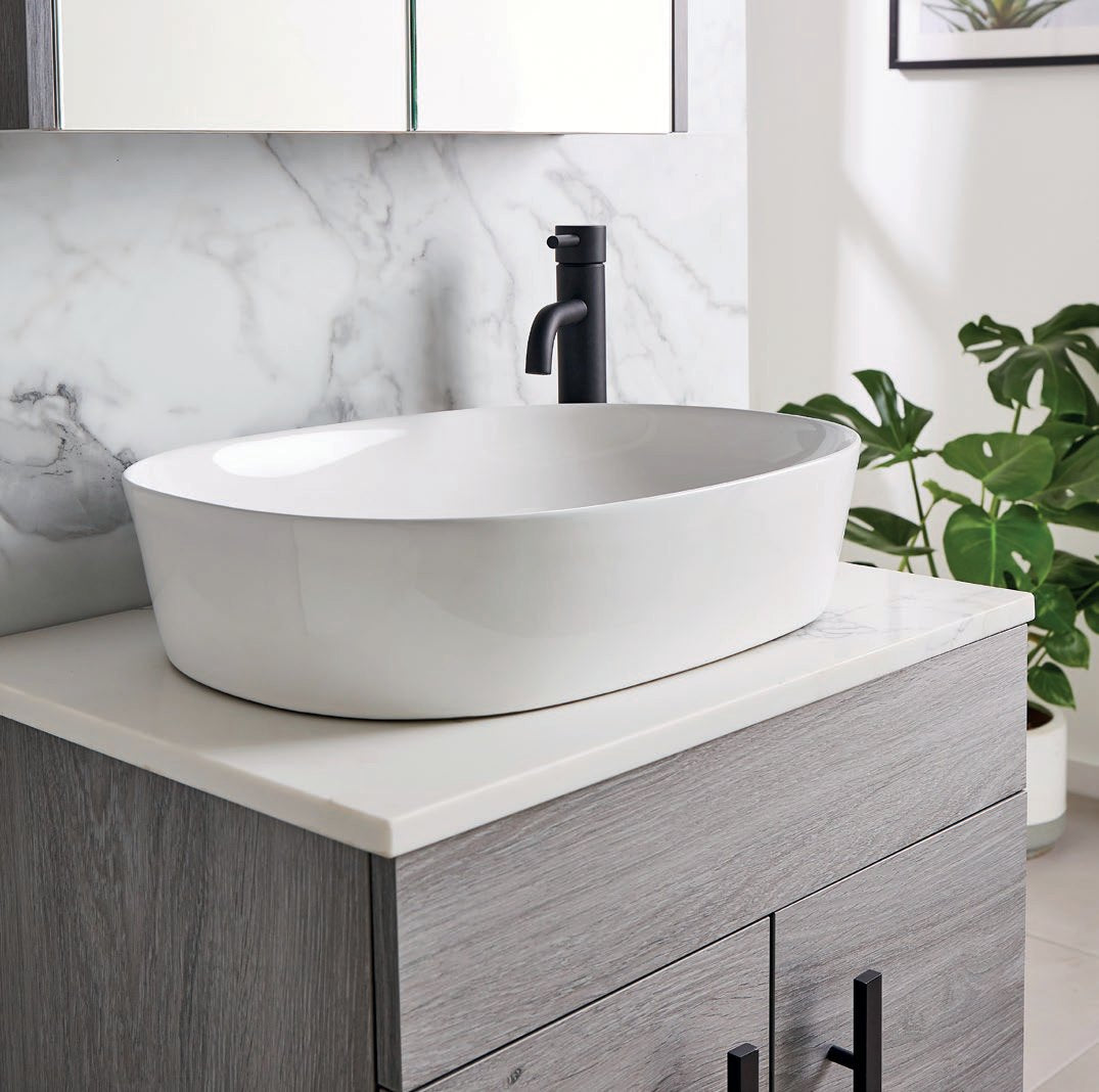Solid Surface Vanity Worktop in a bathroom setting