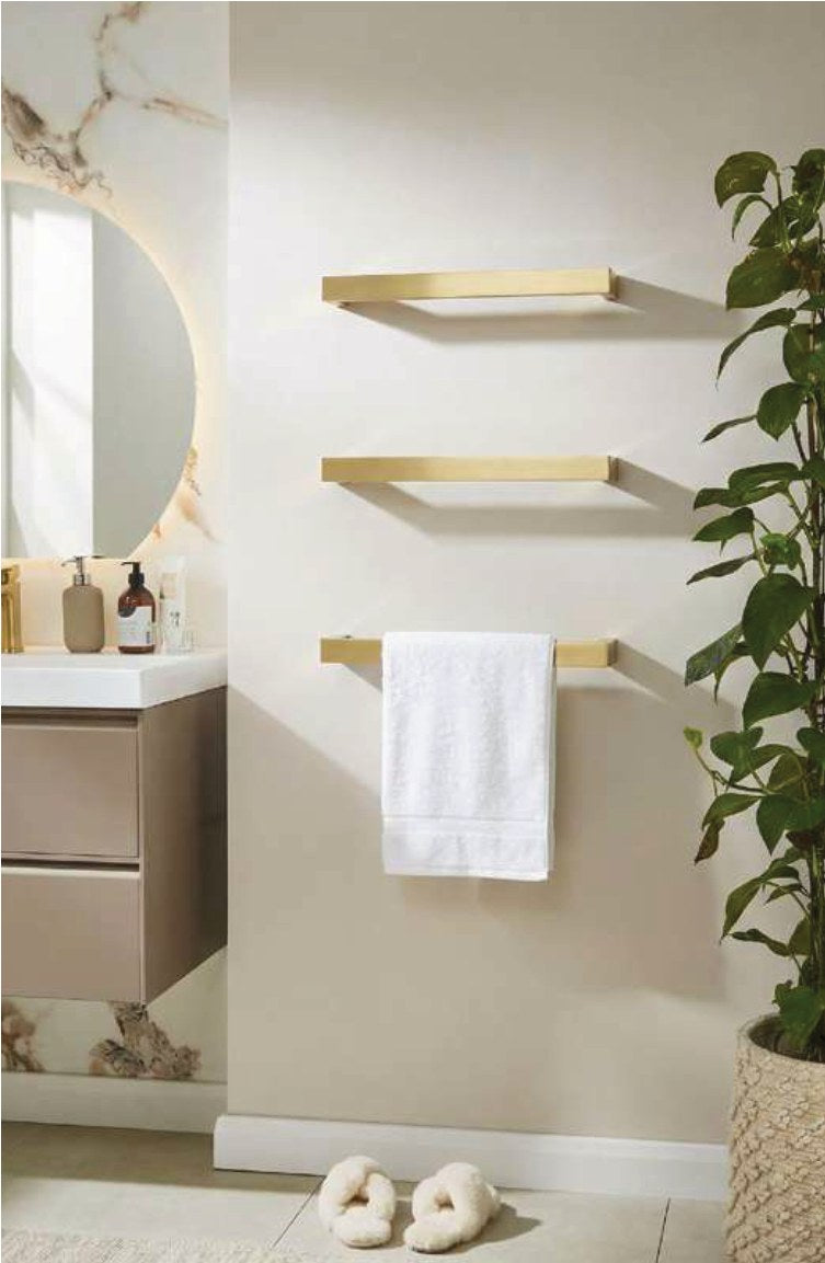 Solo 12V Electric Towel Rail, Brushed brass