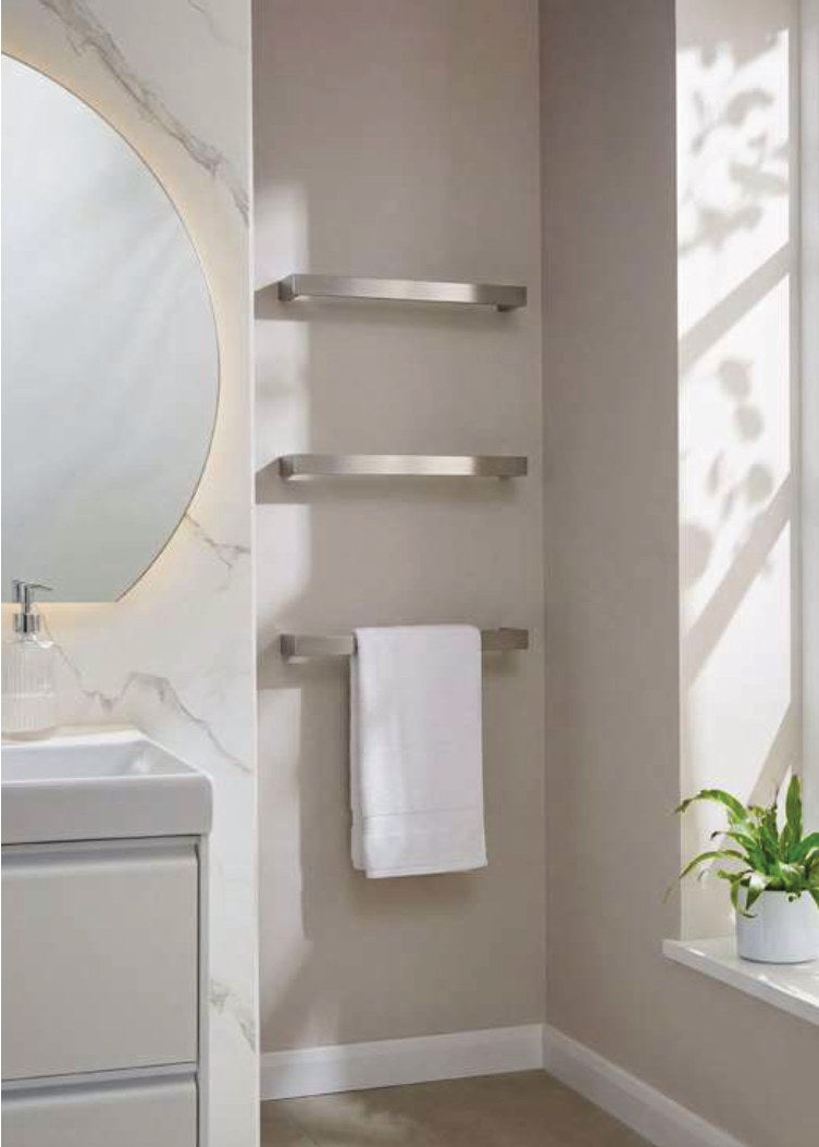 Solo 12V Electric Towel Rail, Brushed nickel