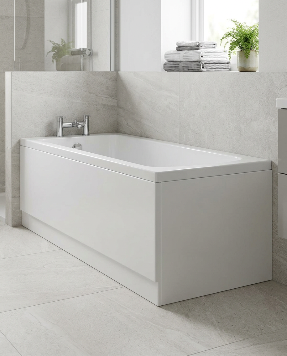 Stilo Bath Panels in a bright modern bathroom