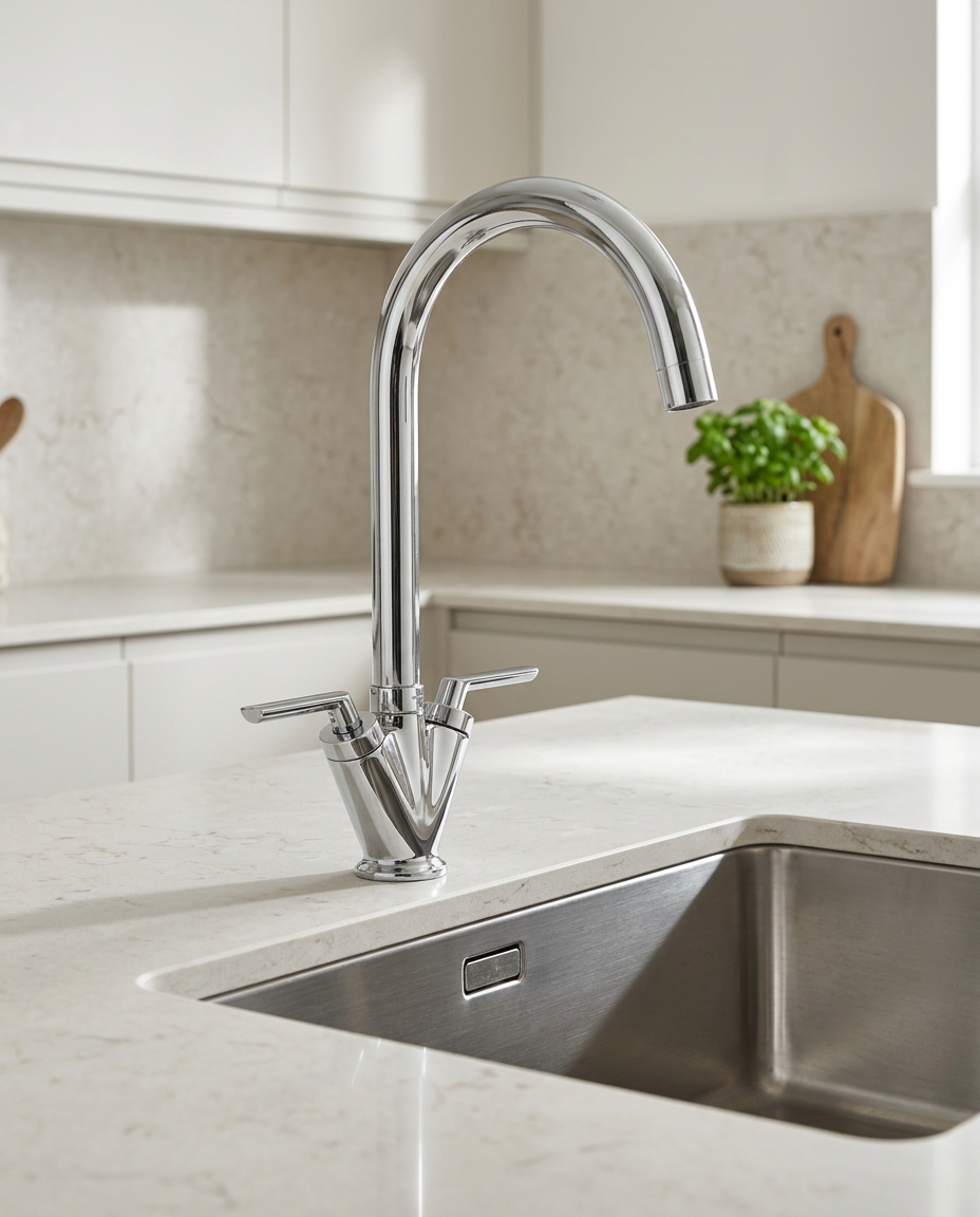 Swift Kitchen Mixer Tap in a bright modern kitchen