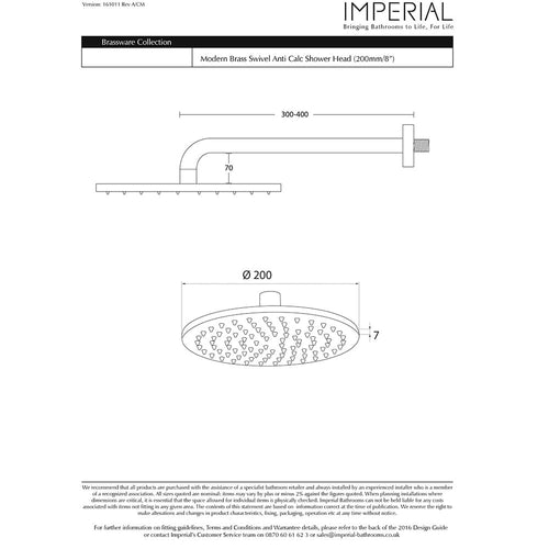 Amena Slim Amena 200Mm S/H & Arm dimensioned technical drawing