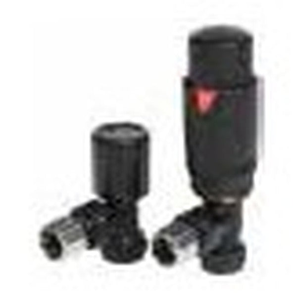 Thermostatic Radiator Valves (Pair) – Angled Black