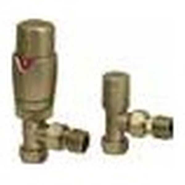 Thermostatic Radiator Valves (Pair) – Angled Brushed Brass