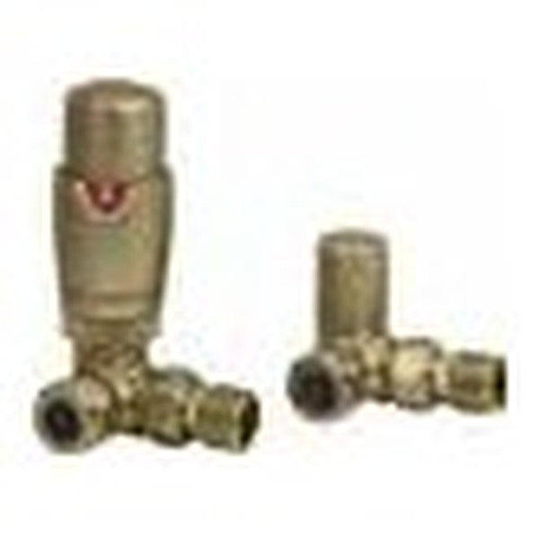 Thermostatic Radiator Valves (Pair) – Corner Brushed Brass