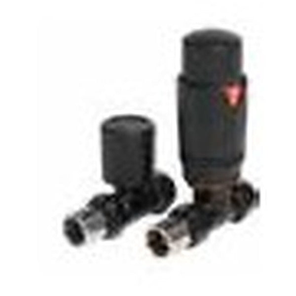 Thermostatic Radiator Valves (Pair) – Straight Black