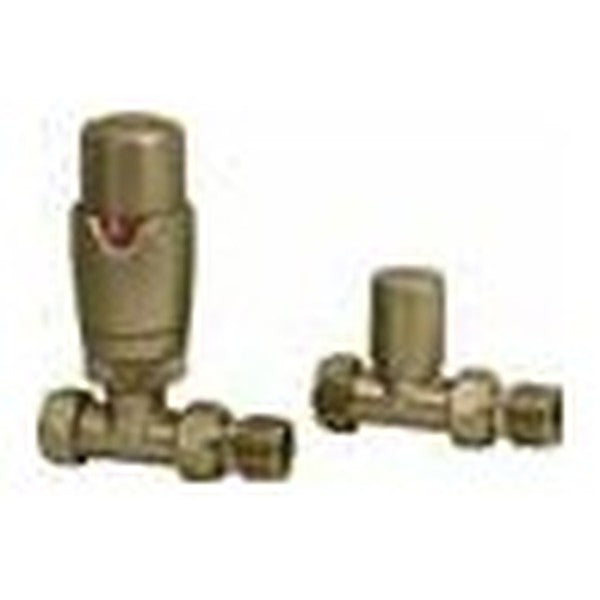 Thermostatic Radiator Valves (Pair) – Straight Brushed Brass