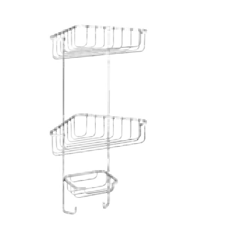 Three tier corner shower basket in stainless steel