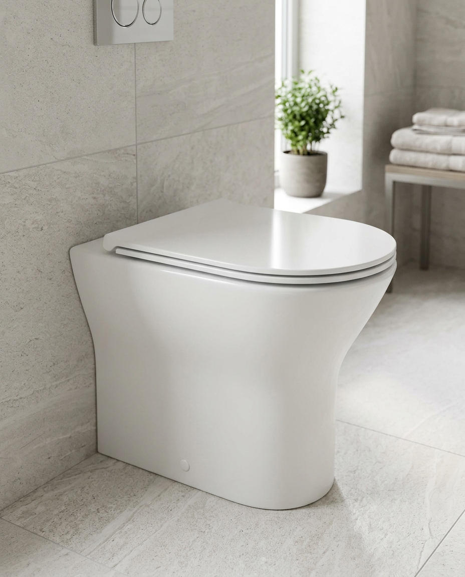 Turino Soft Close Toilet Seat in a bright modern bathroom