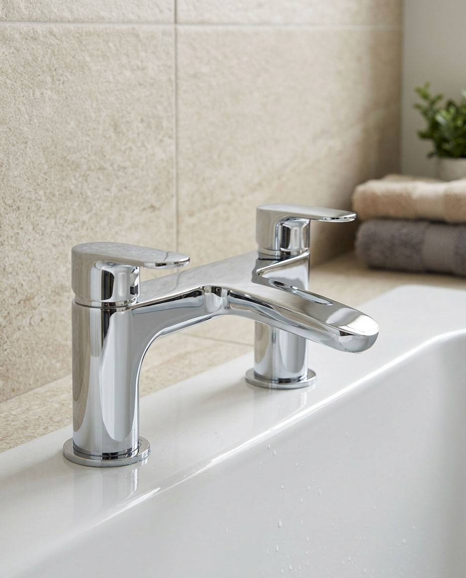 Vela Bath Filler in a bright modern bathroom