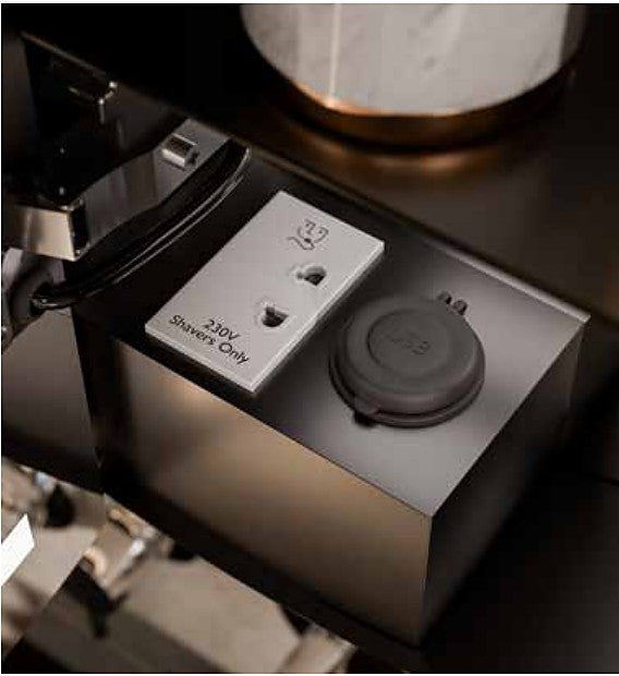 Shaver socket and USB port inside the Venna mirror cabinet