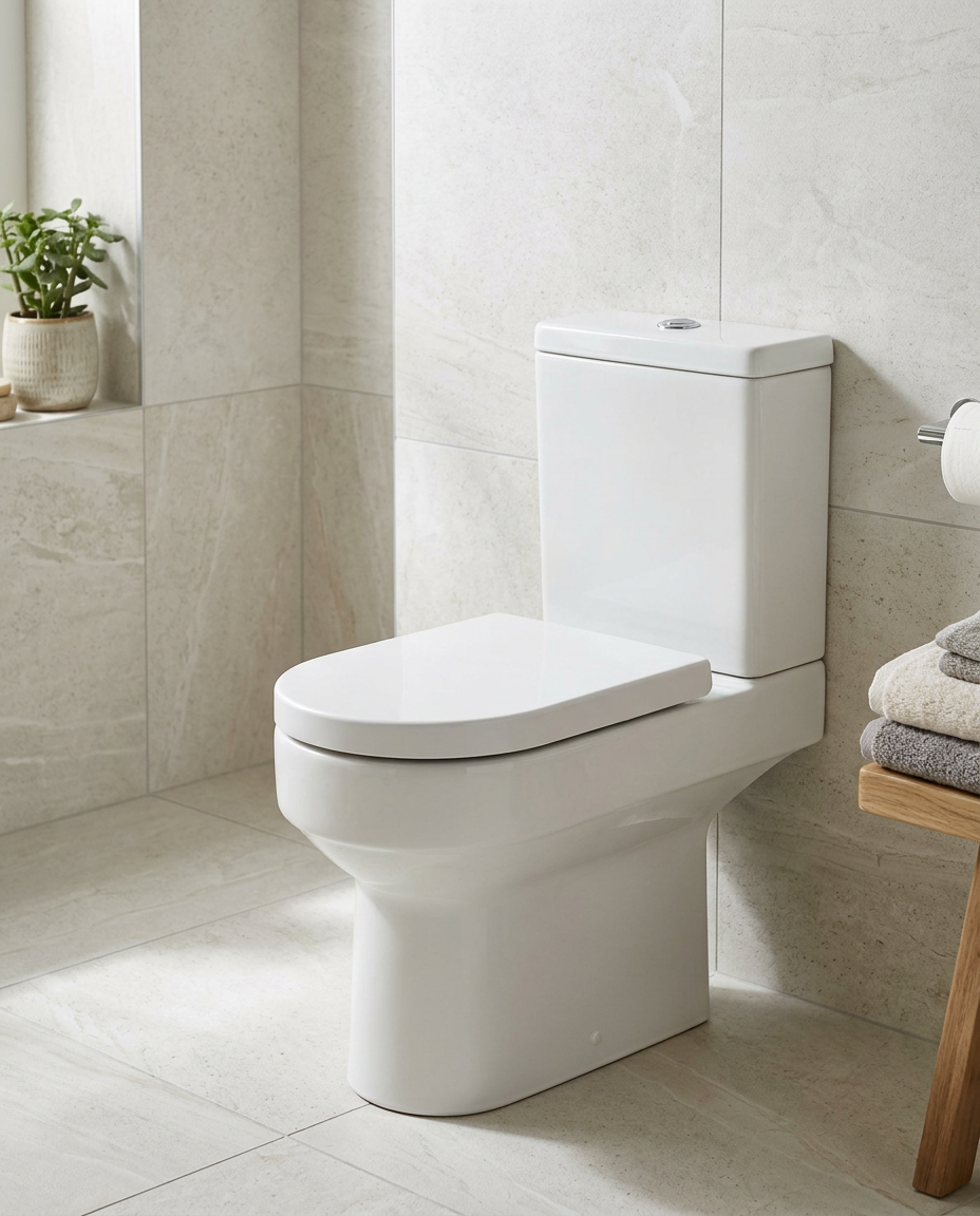 Verano Soft Close Toilet Seat in a bright modern bathroom