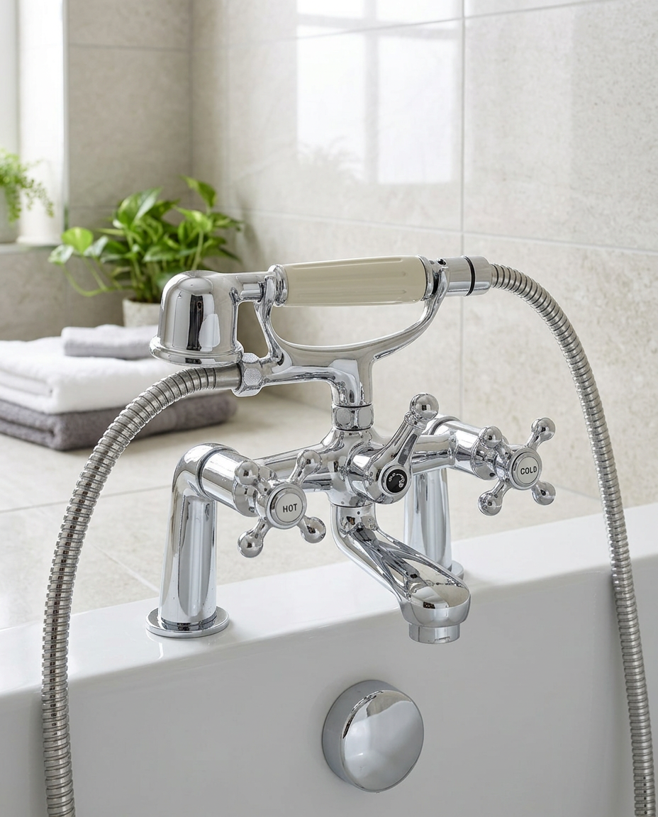 Vittoria Bath Shower Mixer in a bright modern bathroom